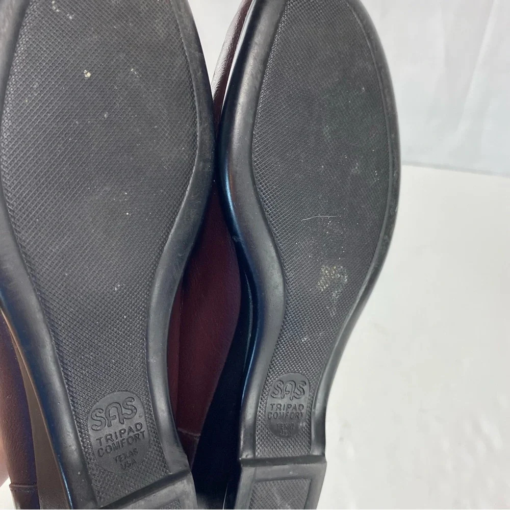 SAS Womens 7.5S Tripad Comfort Burgundy Leather Slip On Wedge Loafers - Picture 7 of 7